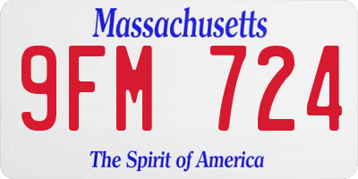 MA license plate 9FM724
