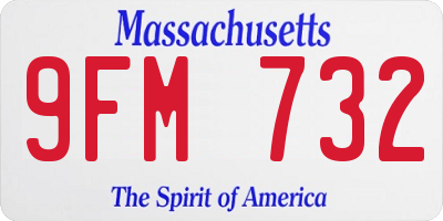 MA license plate 9FM732