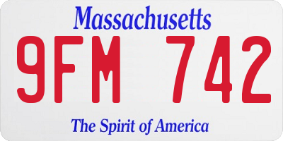 MA license plate 9FM742