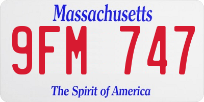 MA license plate 9FM747