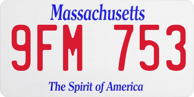MA license plate 9FM753