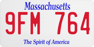 MA license plate 9FM764