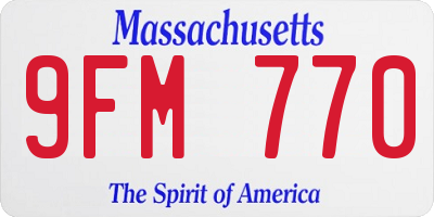 MA license plate 9FM770