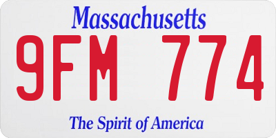MA license plate 9FM774