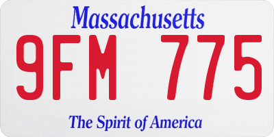 MA license plate 9FM775