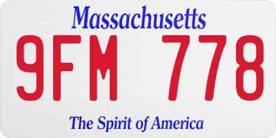 MA license plate 9FM778