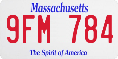 MA license plate 9FM784