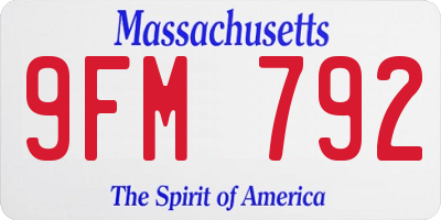 MA license plate 9FM792