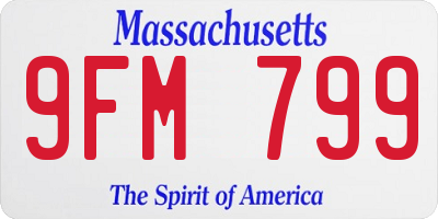 MA license plate 9FM799