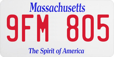 MA license plate 9FM805