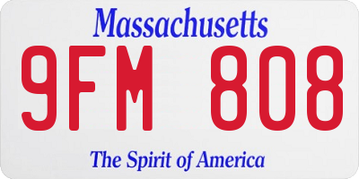 MA license plate 9FM808