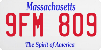 MA license plate 9FM809