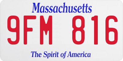 MA license plate 9FM816