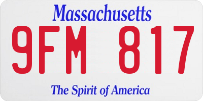 MA license plate 9FM817