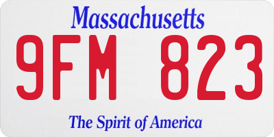 MA license plate 9FM823