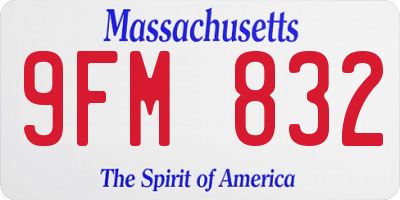 MA license plate 9FM832