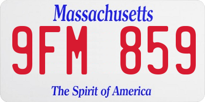 MA license plate 9FM859