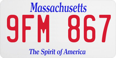 MA license plate 9FM867