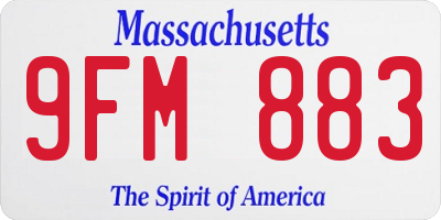MA license plate 9FM883