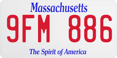 MA license plate 9FM886