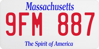 MA license plate 9FM887