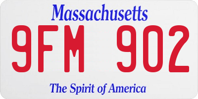 MA license plate 9FM902