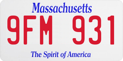 MA license plate 9FM931