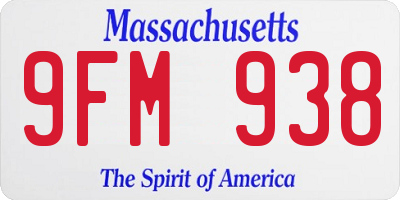 MA license plate 9FM938
