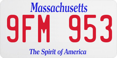 MA license plate 9FM953