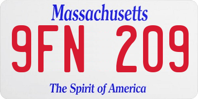 MA license plate 9FN209