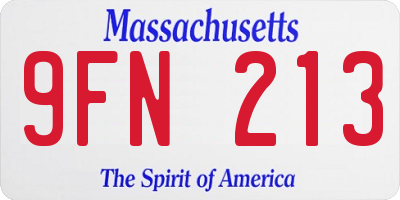 MA license plate 9FN213