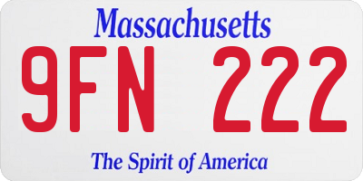 MA license plate 9FN222