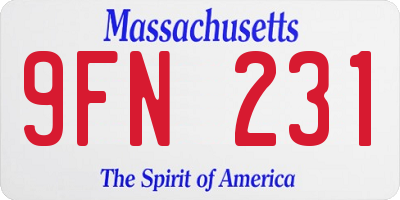 MA license plate 9FN231