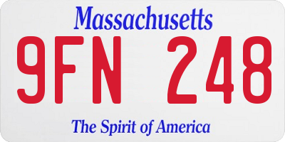 MA license plate 9FN248