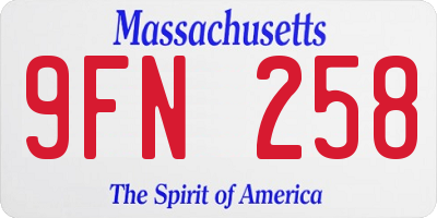 MA license plate 9FN258