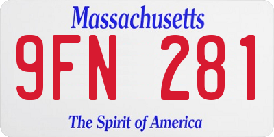 MA license plate 9FN281