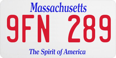 MA license plate 9FN289