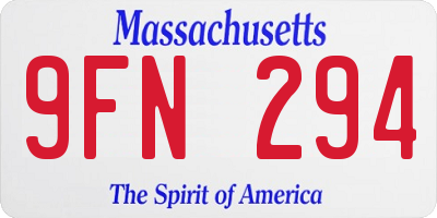 MA license plate 9FN294