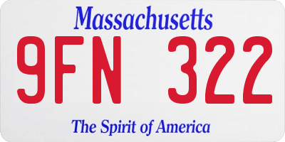 MA license plate 9FN322