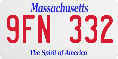 MA license plate 9FN332