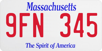 MA license plate 9FN345