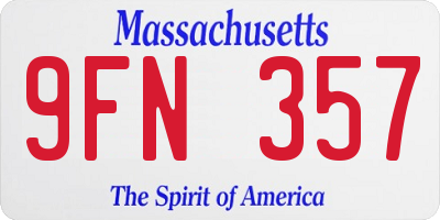 MA license plate 9FN357