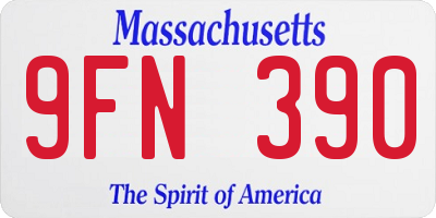 MA license plate 9FN390