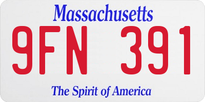 MA license plate 9FN391