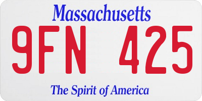 MA license plate 9FN425