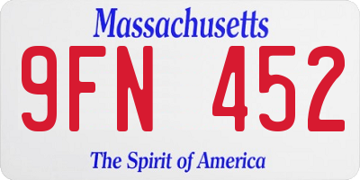 MA license plate 9FN452