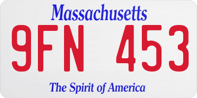 MA license plate 9FN453