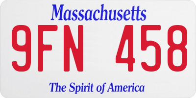MA license plate 9FN458