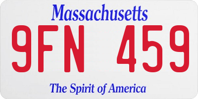 MA license plate 9FN459