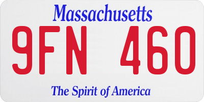MA license plate 9FN460